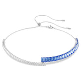 Matrix choker Mixed cuts, Blue, Rhodium plated